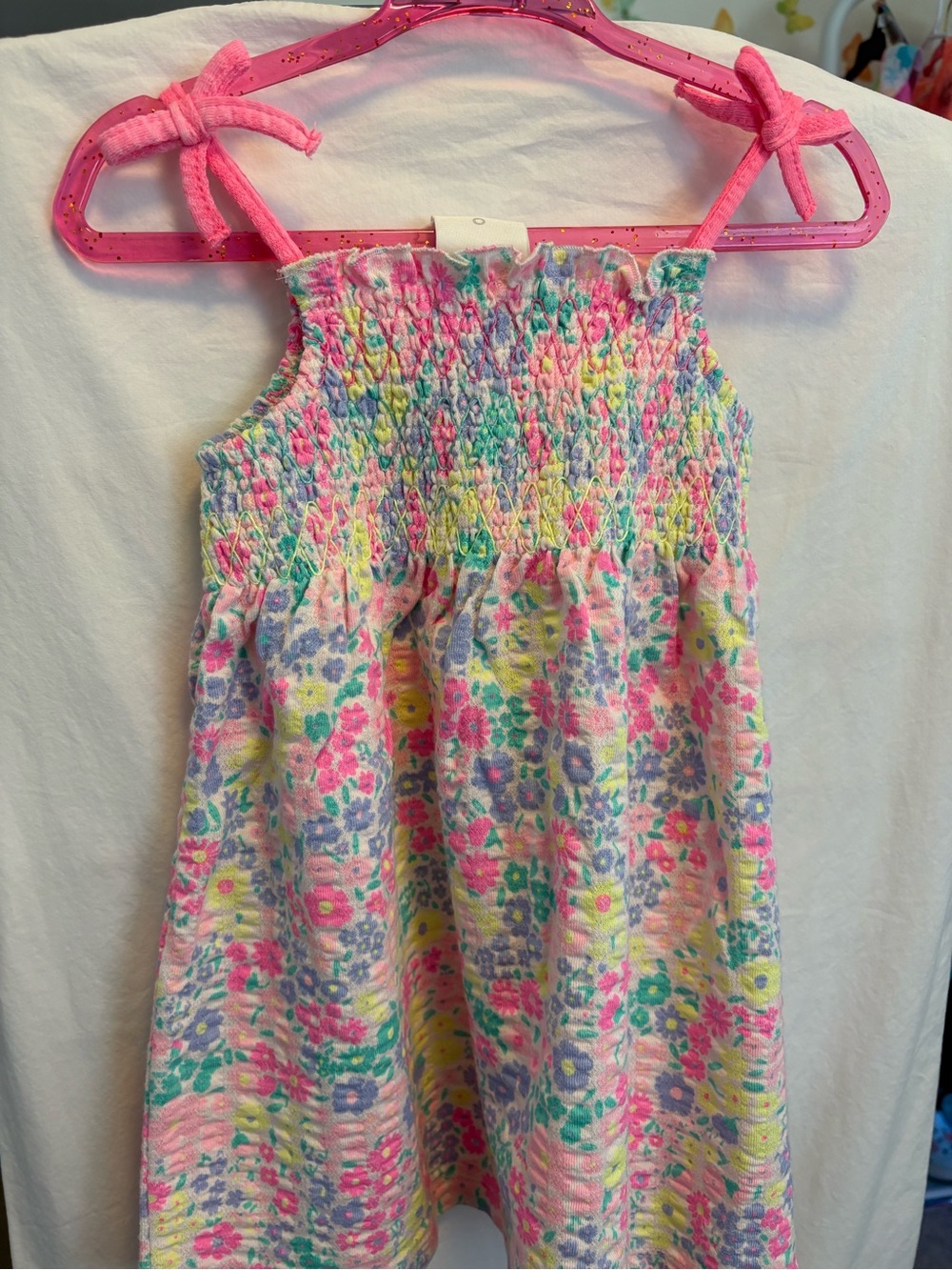 Zara Pastel Floral Smocked Dress in Pastel Colors 99% Cotton New with Tags